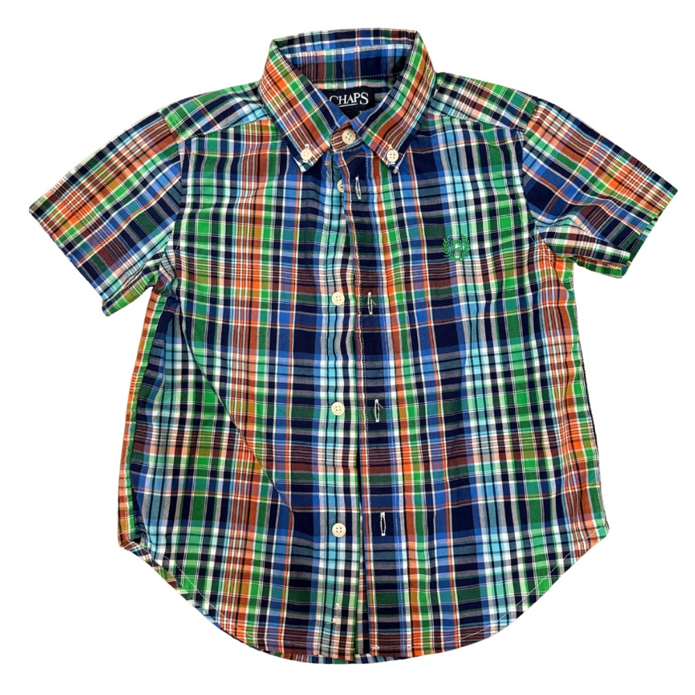 Chaps Kids Plaid Shirt - Blue, Green, Orange - Size 3T
